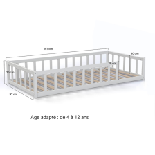 Lit barrière Lanterne Magique 90x190 Blanc - Laïba Kids