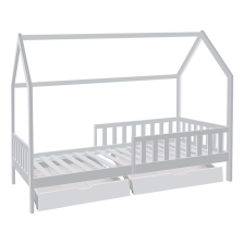 Ensemble Lit cabane avec 2 tiroirs 90x190 cm + Matelas enfant 90x190x10 cm Blanc - Laïba Kids Ensemble Lit cabane avec 2 tiroirs 90x190 cm + Matelas enfant 90x190x10 cm Blanc - Laïba Kids