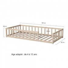 Pack Étoile Filante Lit et Matelas 90x190x10 Naturel - Laïba Kids Pack Étoile Filante Lit et Matelas 90x190x10 Naturel - Laïba Kids