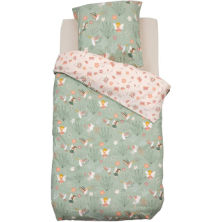 Parure de lit imprimée fée 140x200 Vert Beige - Atmopshera For Kids
