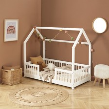 Lit Cabane Avec Barrières DodoLand Blanc 70x140 - Laïba Kids Lit Cabane Avec Barrières DodoLand Blanc 70x140 - Laïba Kids