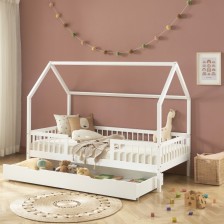 Lit Cabane Avec Barrières Et Tiroir LunaLit Blanc 90x190 - Laïba Kids Lit Cabane Avec Barrières Et Tiroir LunaLit Blanc 90x190 - Laïba Kids