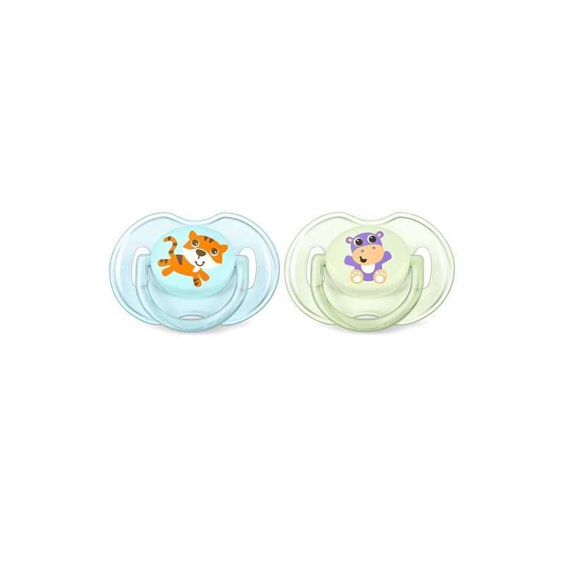 Sucettes Classic Tigre / Hippopotame x2 Philips Avent 0-6 m Sucettes Classic Tigre / Hippopotame x2 Philips Avent 0-6 m