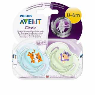 Sucettes Classic Tigre / Hippopotame 0-6m - Philips Avent