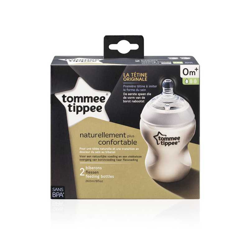 Lot de 2 Biberons Transparent 260ml Tommee Tippee Lot de 2 Biberons Transparent 260ml Tommee Tippee