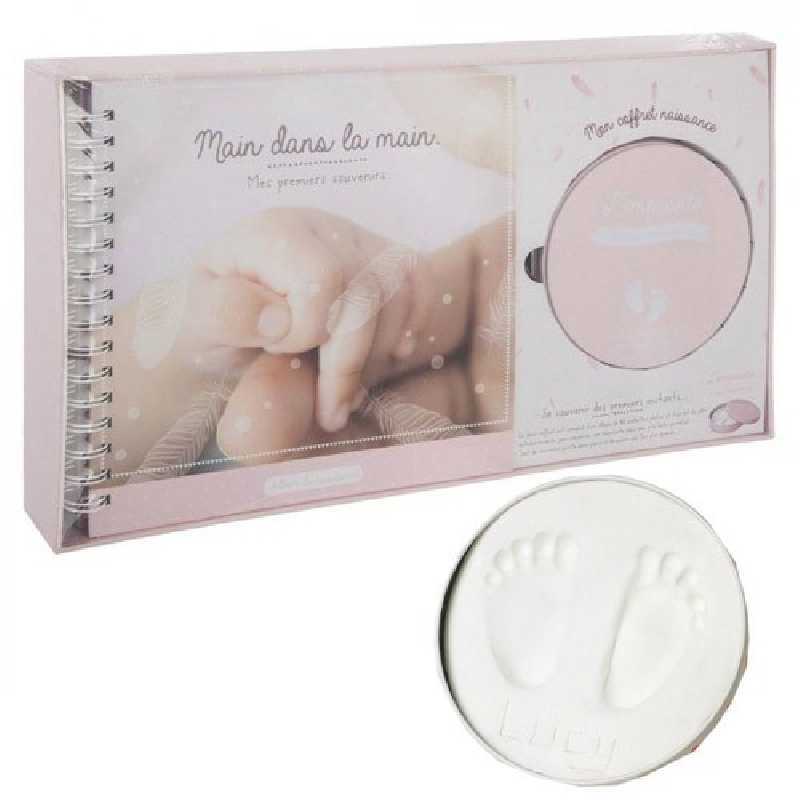 Coffret cadeau Naissance empreintes bébé XL Rose Fille Atmosphera