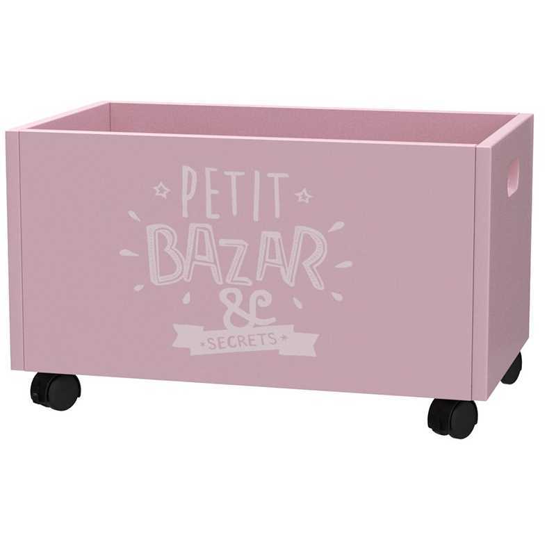 Siège coffre tabouret caisse à jouet enfant avec motif rose - RETIF