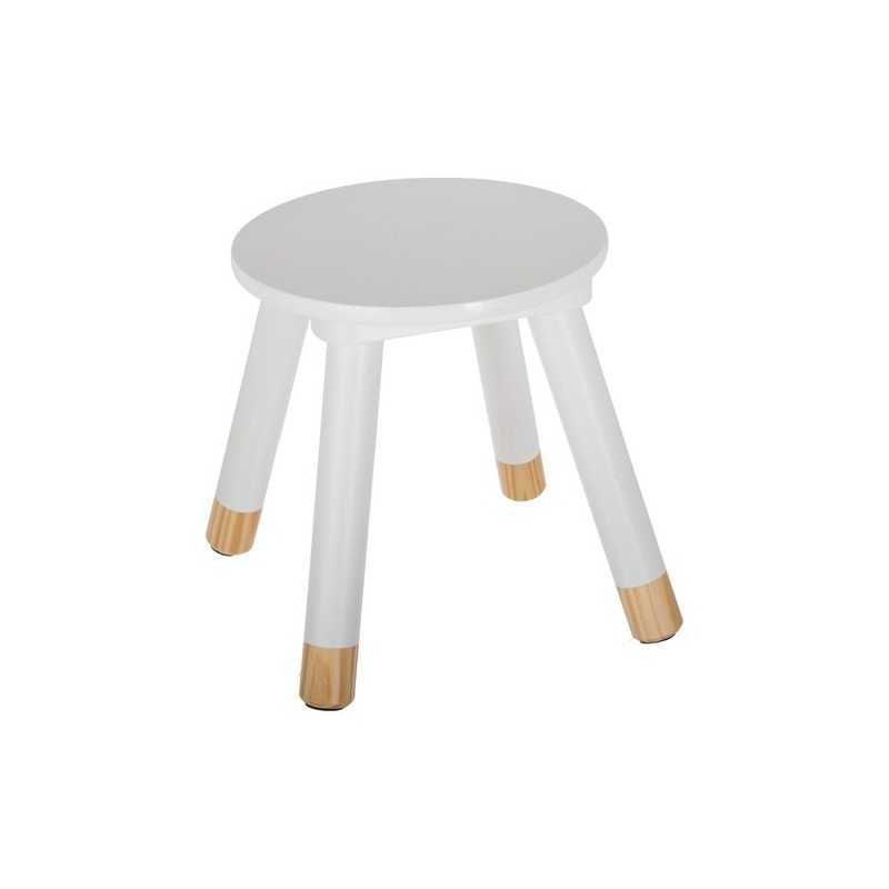 Tabouret enfant en bois douceur Blanc - Atmosphera For Kids