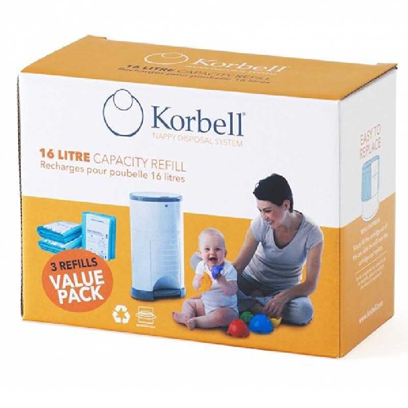 Recharges biodégradables poubelle STANDARD Korbell 16L X3