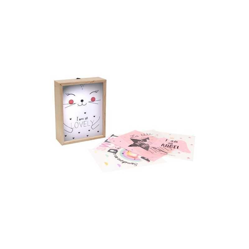Boîte lampe lumineuse avec 6 posters Atmosphera Rose Boîte lampe lumineuse avec 6 posters Atmosphera Rose