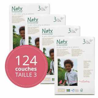 Naty - Couches Écologiques Taille 3 Midi (4-9 kg)Pack 1 Mois (x124 couches)