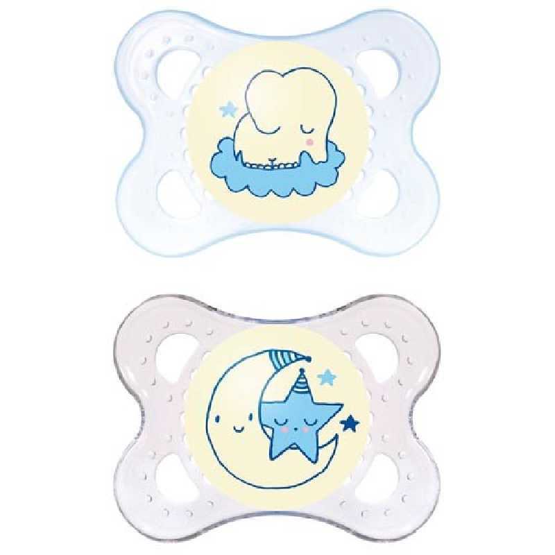 Sucette bébé Nuit 0-6m Bleu Mam Lot de 2