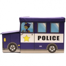 Coffre à jouets Camion de Police Bleu Foncé