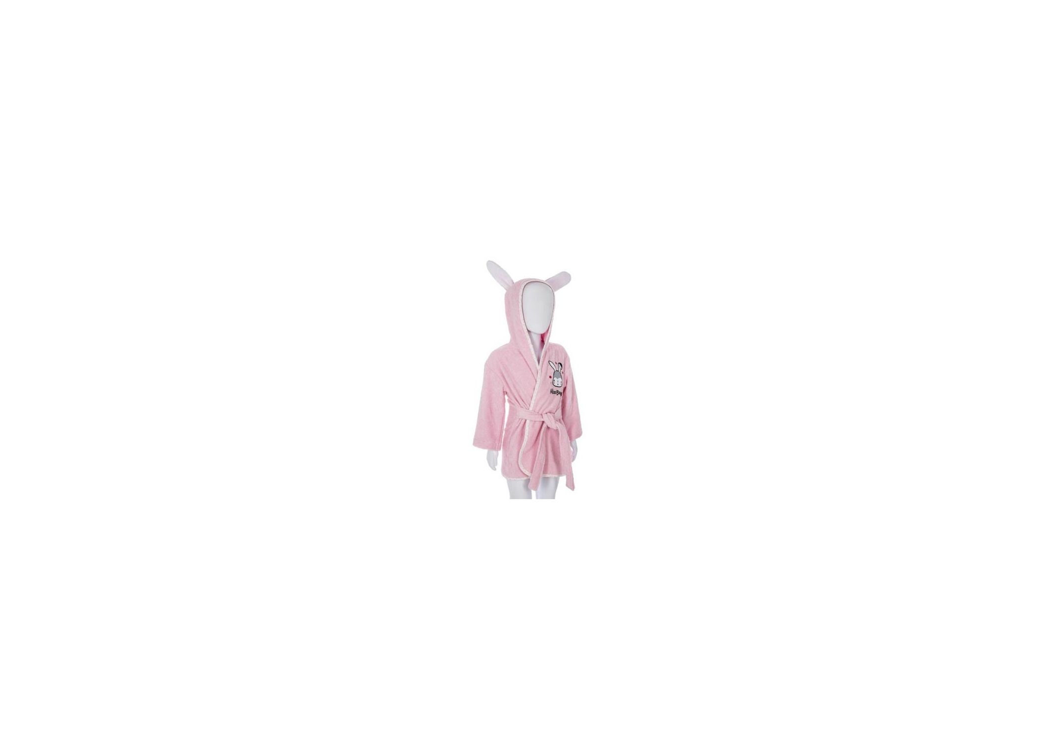 Peignoir de bain enfant à capuche coton Lapin Rose 3-6 ans