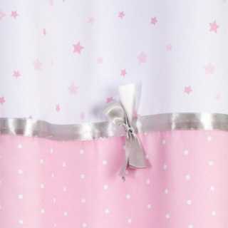 Rideau satiné princesse avec noeud brodé 140 x 260 Rose - Atmosphera For Kids