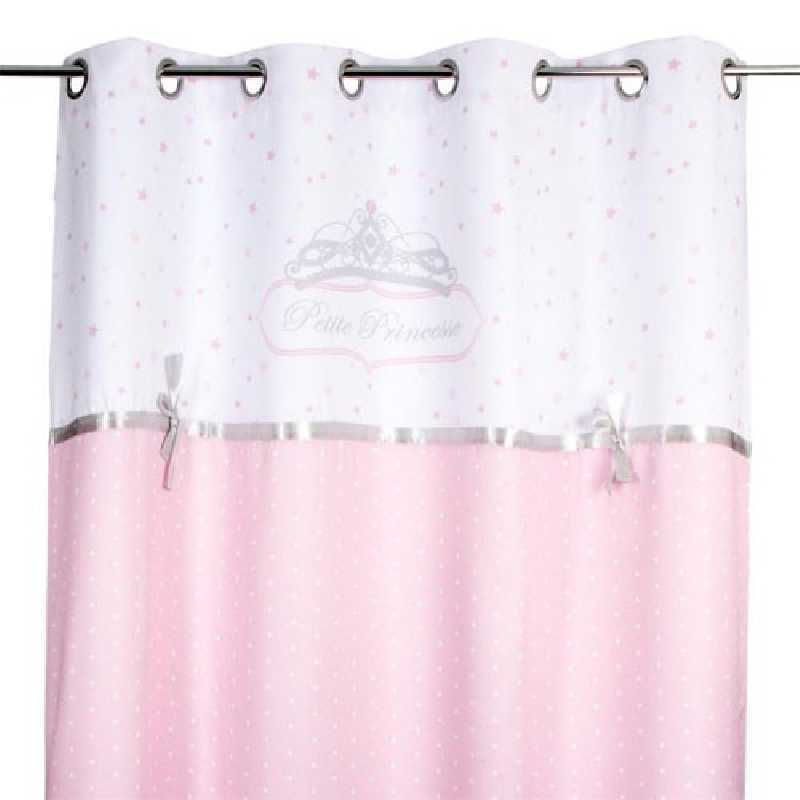 Rideau satiné princesse avec noeud brodé 140 x 260 cm Rose