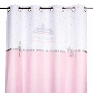 Rideau satiné princesse avec noeud brodé 140 x 260 Rose - Atmosphera For Kids