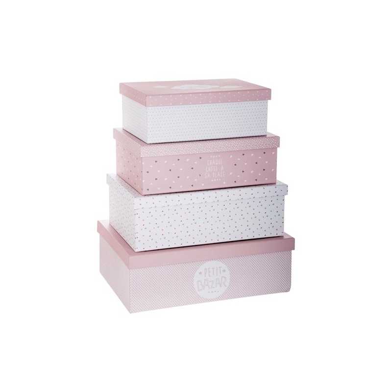 Boites de rangement Rose Douceur Lot de 4 Atmosphera Boites de rangement Rose Douceur Lot de 4 Atmosphera