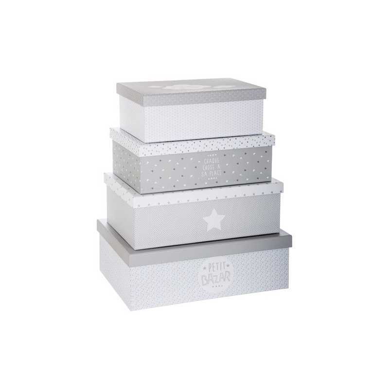 Boites de rangement Gris Douceur Lot de 4 Atmosphera Boites de rangement Gris Douceur Lot de 4 Atmosphera