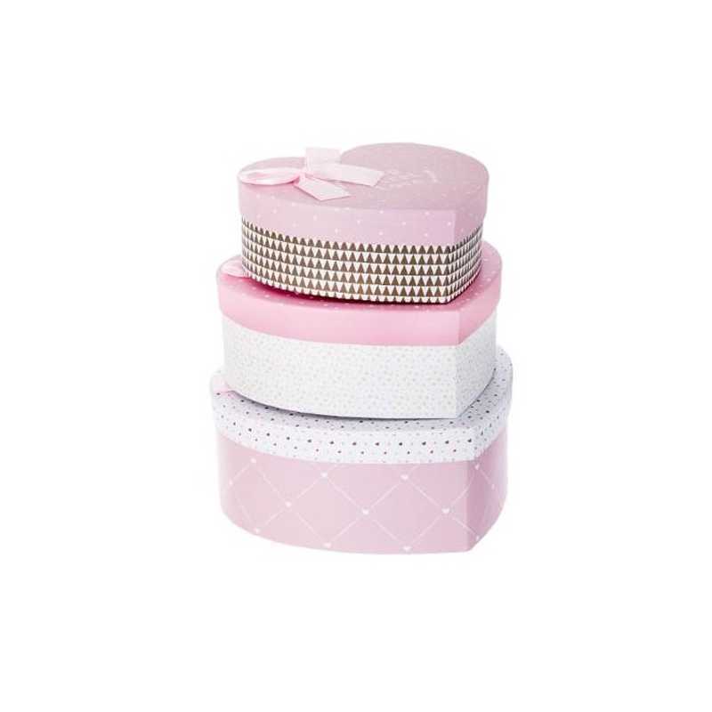 Boites de rangement en forme de coeur Rose Lot de 3 Atmosphera Boites de rangement en forme de coeur Rose Lot de 3 Atmosphera
