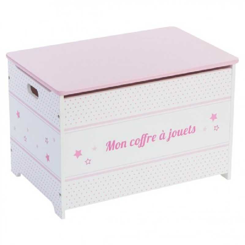 Coffre à jouets rose en bois Atmosphera