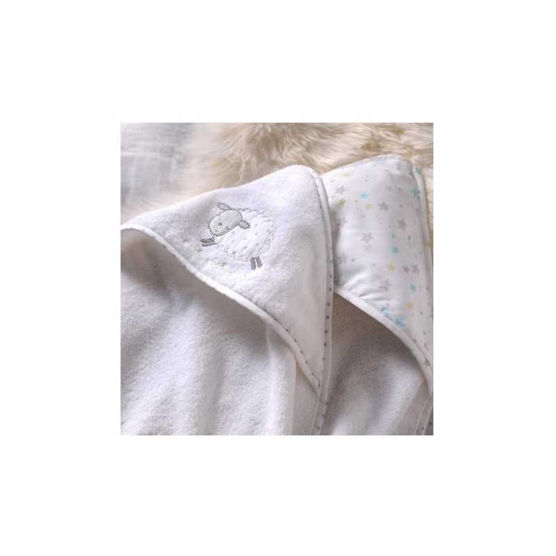 Cape De Bain Bebe A Capuche Brodee Mouton Lot 2 Silvercloud