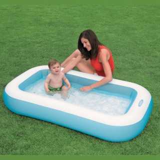 Pataugeoire piscine rectangulaire - Blanc et Bleu Intex