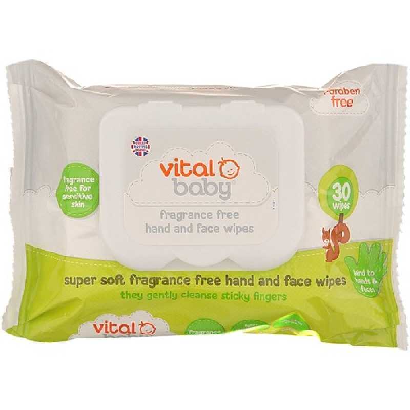 Lingettes mains et visage Sans alcool Lot de 30 Vital baby