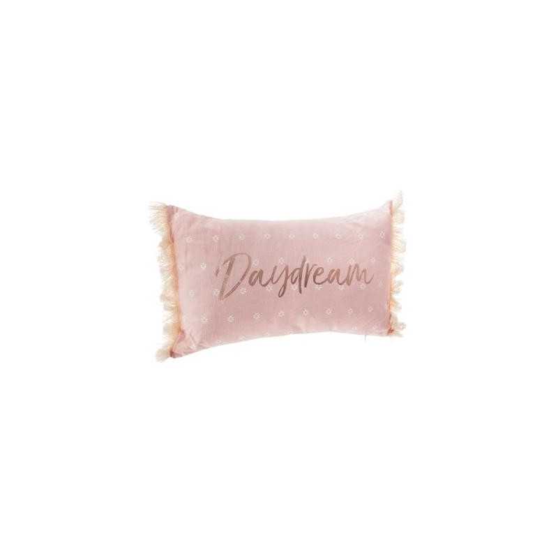 Coussin décoratif à franges doré et rose Atmosphera