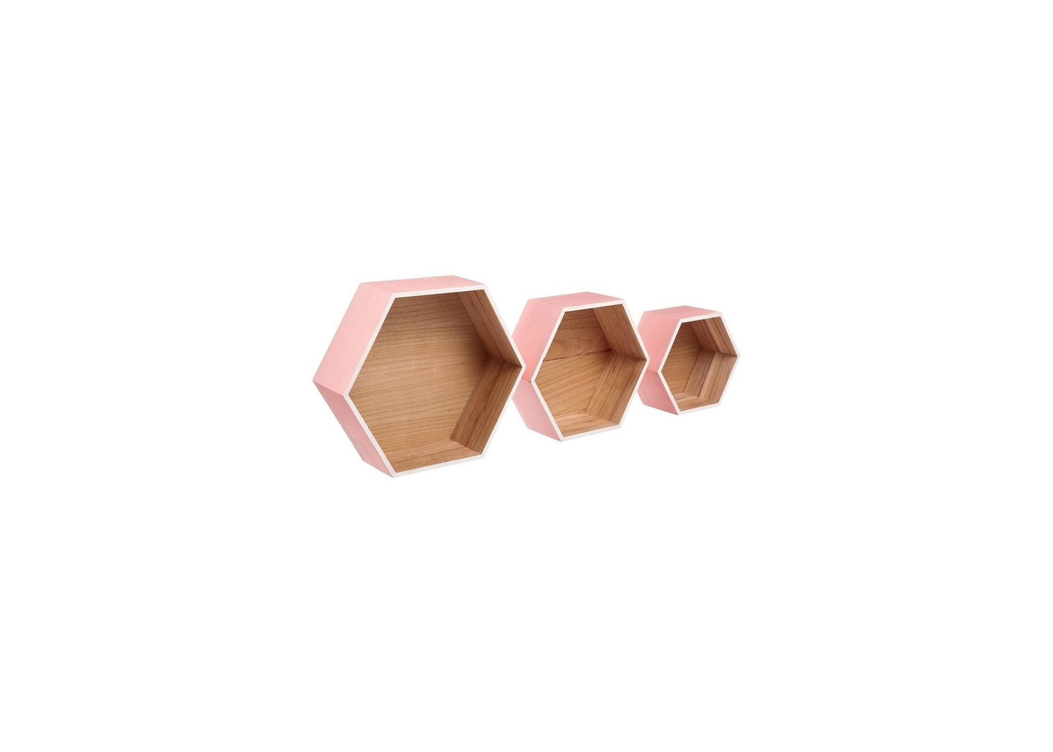 Lot de 3 étagères murales hexagonales Lovely Rose