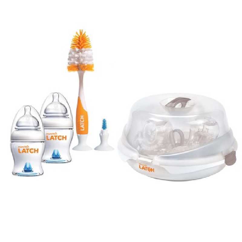 Kit biberons et stérilisateur micro-ondes Munchkin Latch Kit biberons et stérilisateur micro-ondes Munchkin Latch