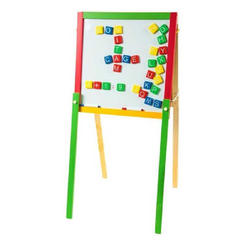 Tableau en bois double face avec craies et feutres Pom des Bois Tableau en bois double face avec craies et feutres Pom des Bois