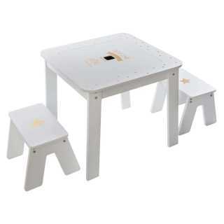 Table blanche pour fille avec 2 tabourets - Atmosphera For Kids