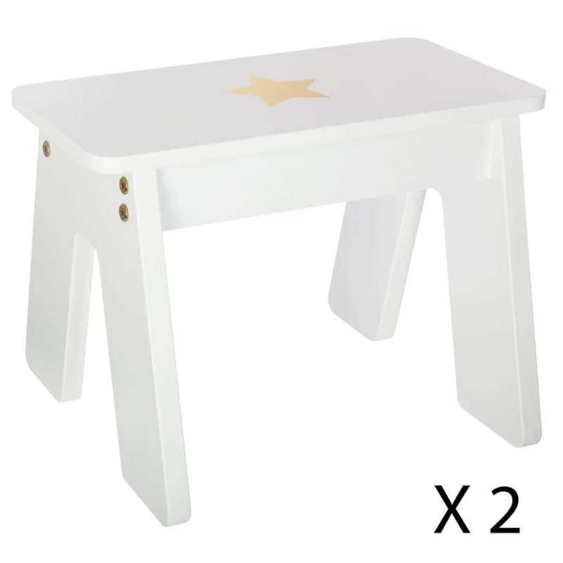 Table blanche pour fille avec 2 tabourets Atmosphera