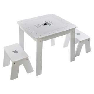 Table blanche pour garçon avec 2 tabourets - Atmosphera For Kids