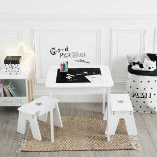 Table blanche pour garçon avec 2 tabourets - Atmosphera For Kids