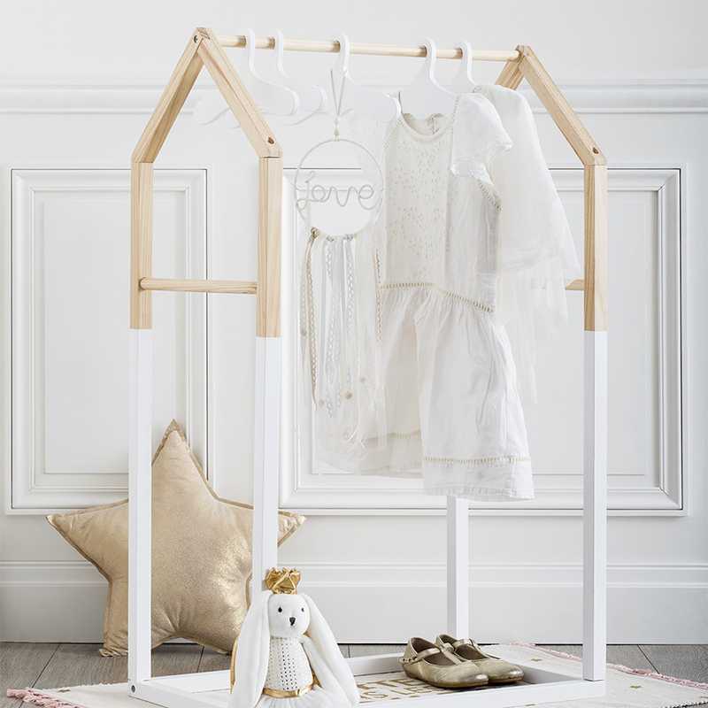 Penderie enfant en bois Forme Maison Blanc Atmosphera