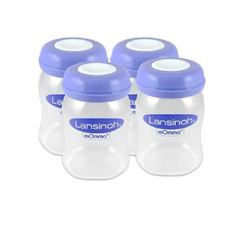 Lot de 4 flacons de conservation du lait maternel de 160 ml Lansinoh Lot de 4 flacons de conservation du lait maternel de 160 ml Lansinoh