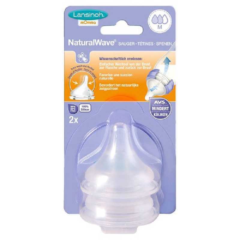 Lot de 2 tétines débit moyen Natural Wave Lansinoh Lot de 2 tétines débit moyen Natural Wave Lansinoh