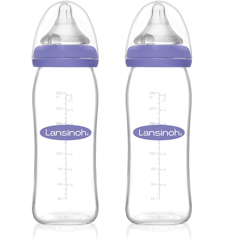 Lot de 2 Biberons en verre Natural Wave 240ml Lansinoh Lot de 2 Biberons en verre Natural Wave 240ml Lansinoh