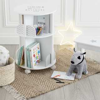 Bibliotheque ronde sur roulettes Gris - Atmosphera For Kids