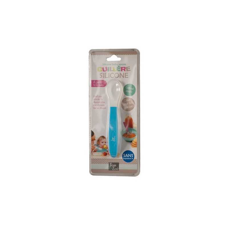 Cuillere Bebe En Silicone Bleu Tom Zoe Cuillere Bebe En Silicone Bleu Tom Zoe