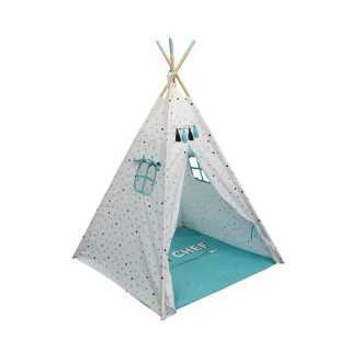 Tipi décoratif garçon avec tapis Bleu - Home Deco Kids