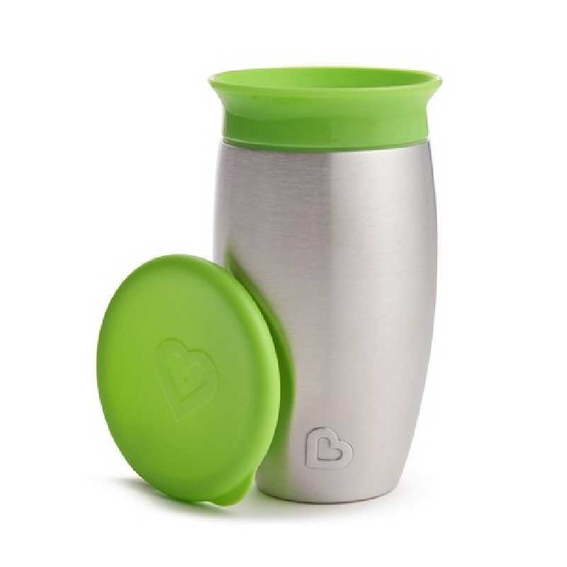Tasse d'apprentissage 360° en acier Miracle 296 ml Vert Munchkin Tasse d'apprentissage 360° en acier Miracle 296 ml Vert Munchkin
